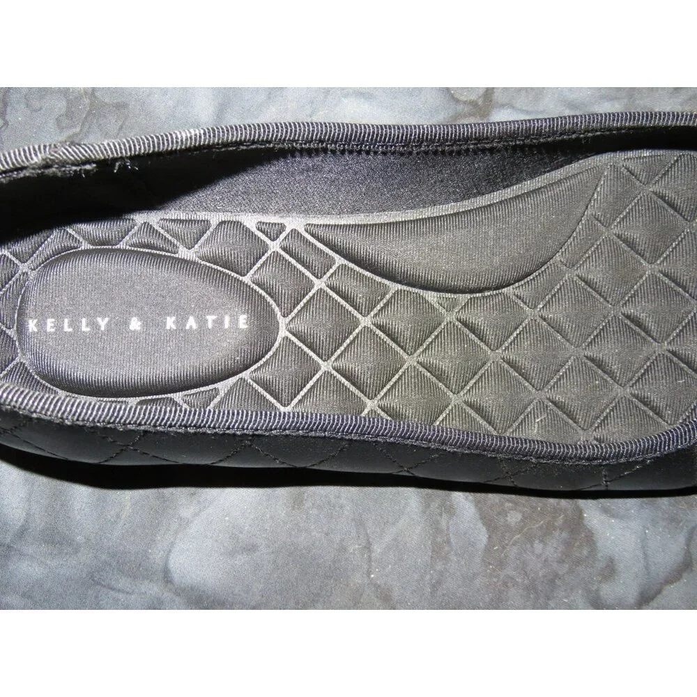 Kelly & Katie Sebrinel Black Quilted Vegan Leather Grosgrain Ballet Flat size7